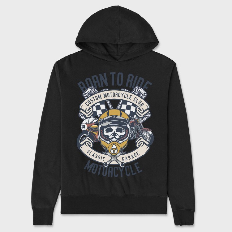 Born To Ride Custom Garage, Hanorac Oversize Barbati (Unisex)