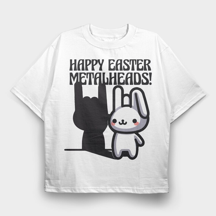 Easter Metalhead Bunny Metal, Tricou Oversize Barbati (Unisex)