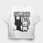 Easter Metalhead Bunny Metal, Tricou Oversize Barbati (Unisex)