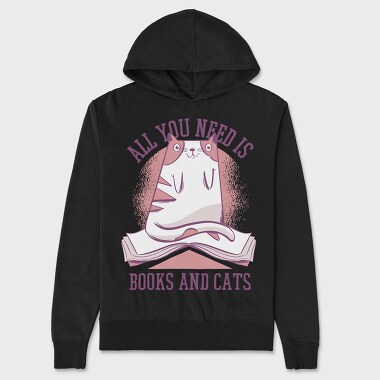 All You Need is Books and Cats, Hanorac Oversize Barbati (Unisex)