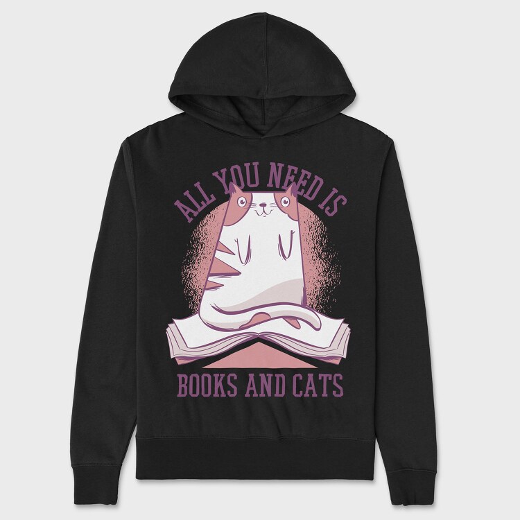 All You Need is Books and Cats, Hanorac Oversize Barbati (Unisex)