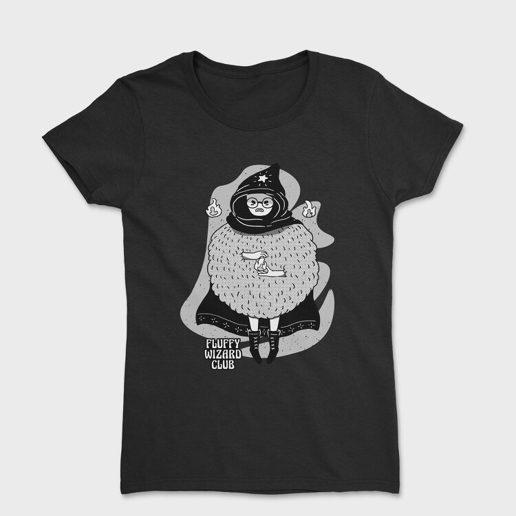 Cartoon Wizard Boy Fantasy Fluffy Club, Tricou Femei