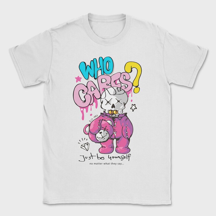 Who Cares Skull Bear, Tricou Barbati (Unisex)
