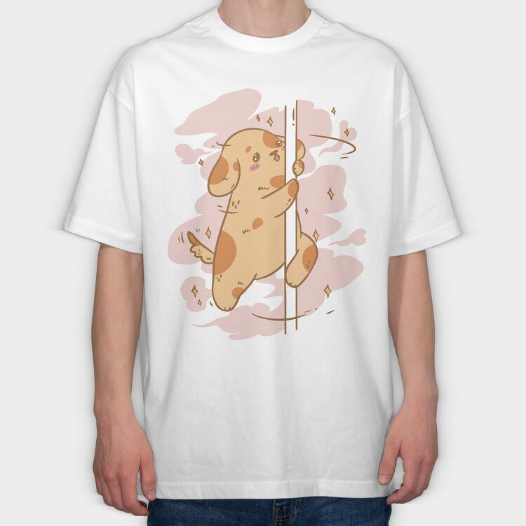 Cartoon Dog Pole Dancing, Tricou Oversize Barbati (Unisex)