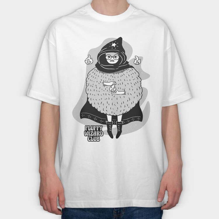 Cartoon Wizard Boy Fantasy Fluffy Club, Tricou Oversize Barbati (Unisex)