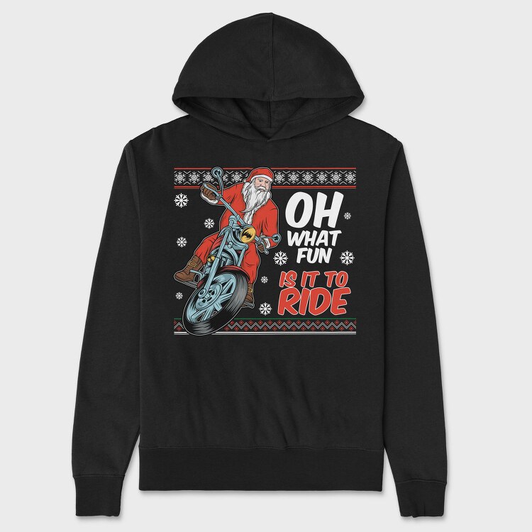 Santa Biker Ride, Hanorac Oversize Barbati (Unisex)