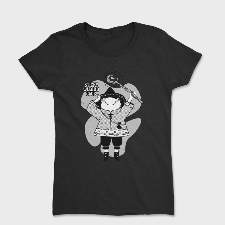 Cartoon Wizard Frog Fantasy Sticky Club, Tricou Femei