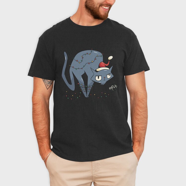 Christmas Angry Cat, Tricou Barbati (Unisex)