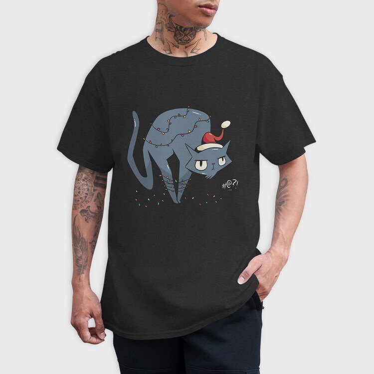 Christmas Angry Cat, Tricou Barbati (Unisex)
