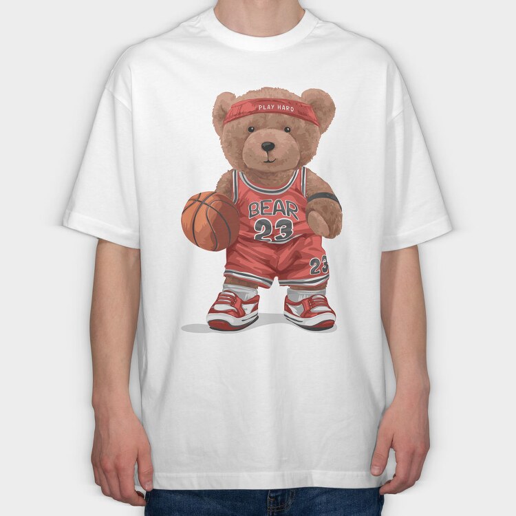 Play Hard Bear, Tricou Oversize Barbati (Unisex)