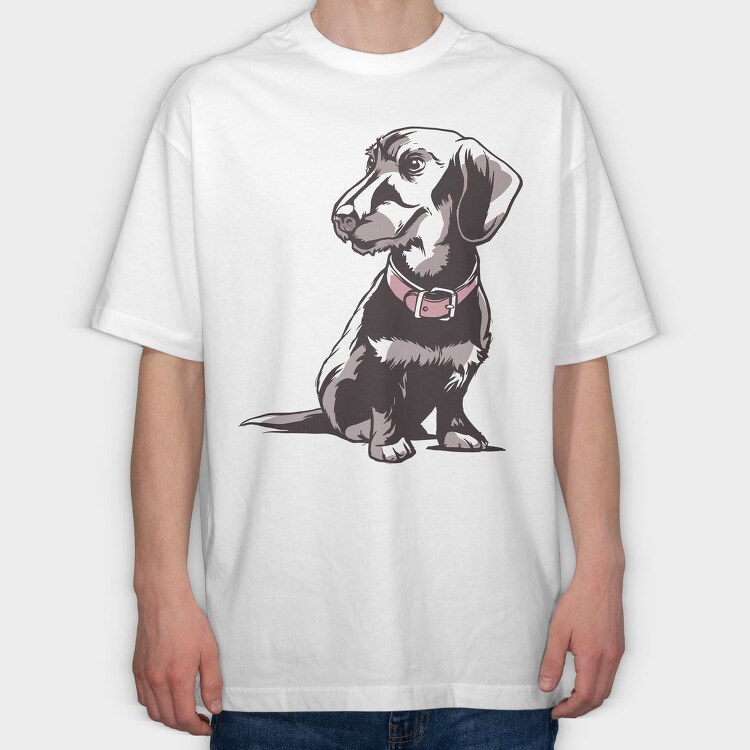 Dwarf Dachshund, Tricou Oversize Barbati (Unisex)