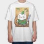 Cartoon Medieval Knight Warrior Cat, Tricou Oversize Barbati (Unisex)