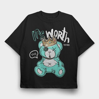 Royal Teddy Yes, Tricou Oversize Barbati (Unisex)
