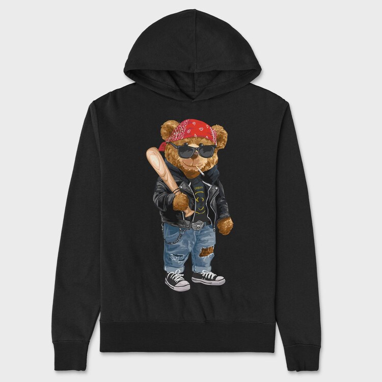 Urban Bear Biker, Hanorac Oversize Barbati (Unisex)