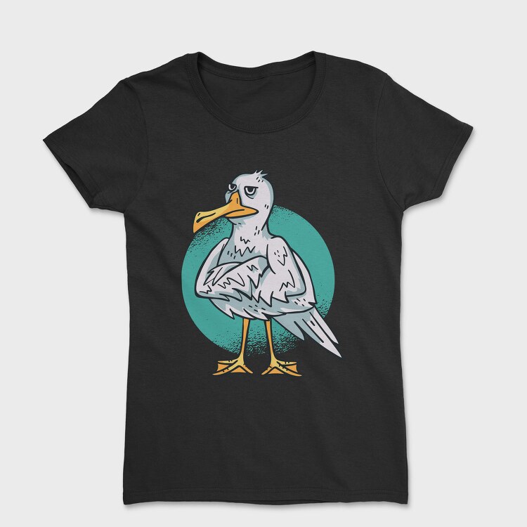 Cartoon Seagull Bird Angry, Tricou Femei