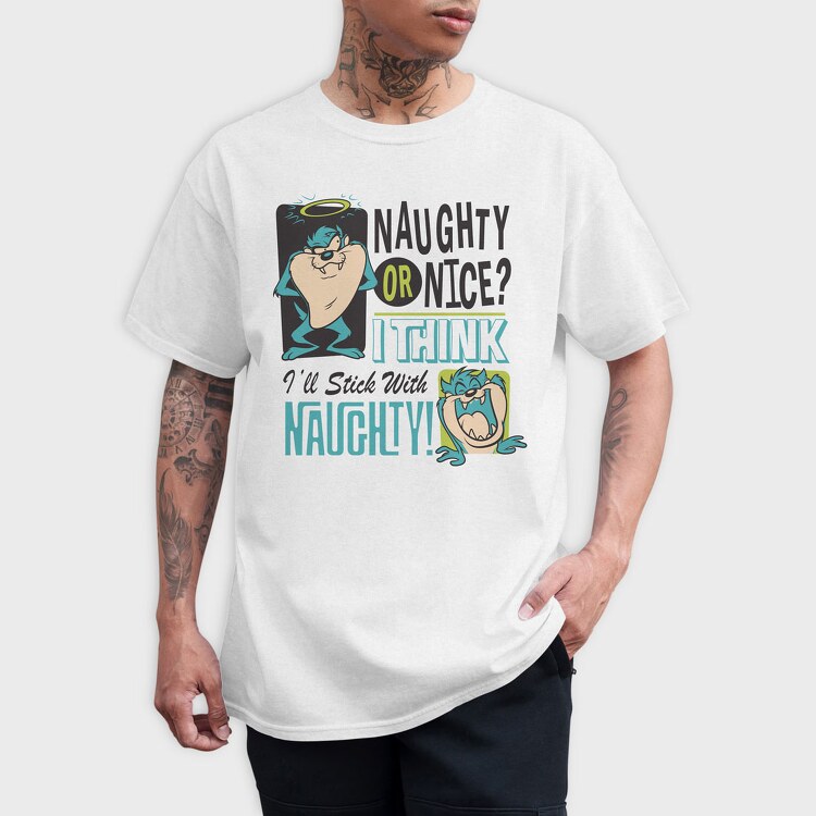 Tasmanian Devil Naughty or Nice, Tricou Barbati (Unisex)