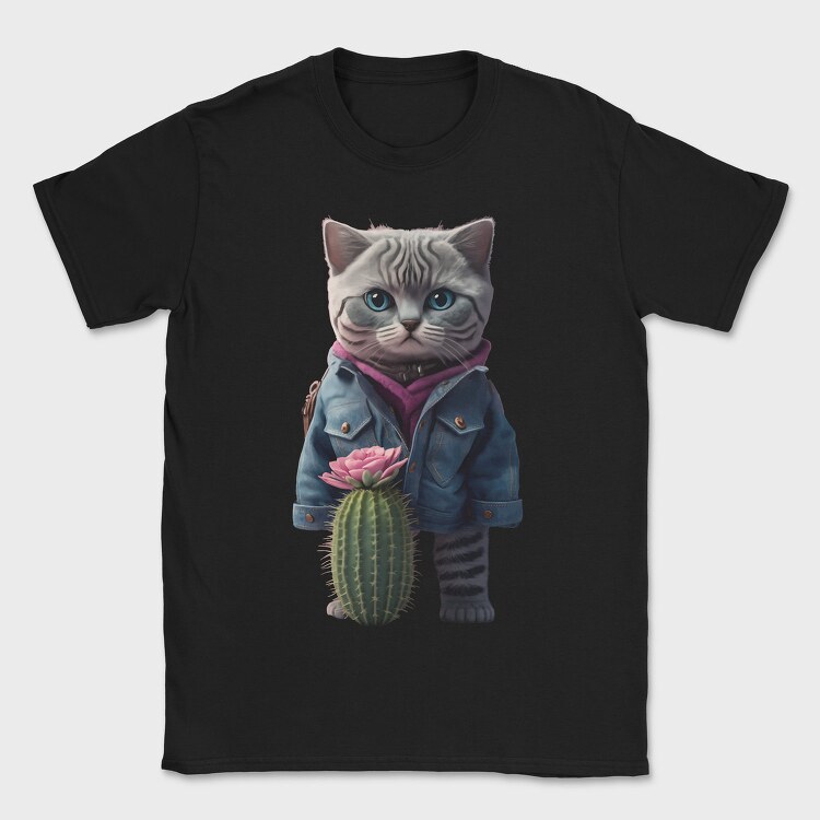 Cat Cactus Cool, Tricou Barbati (Unisex)