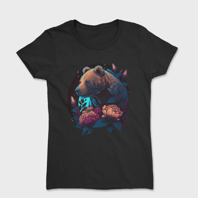 Neon Bear Blooms, Tricou Femei