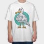 Cartoon Seagull Bird Angry, Tricou Oversize Barbati (Unisex)