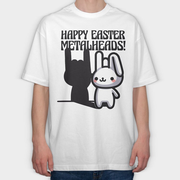 Easter Metalhead Bunny Metal, Tricou Oversize Barbati (Unisex)