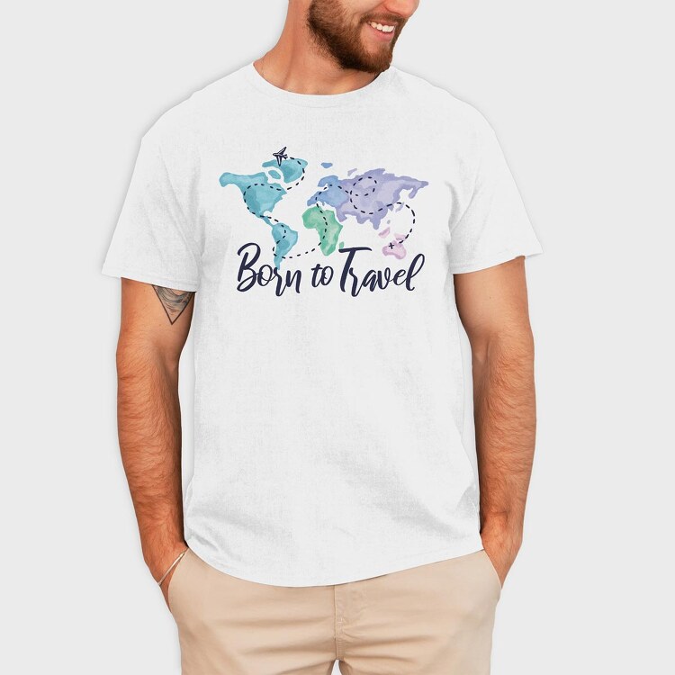 Born To Travel, Tricou Barbati (Unisex)