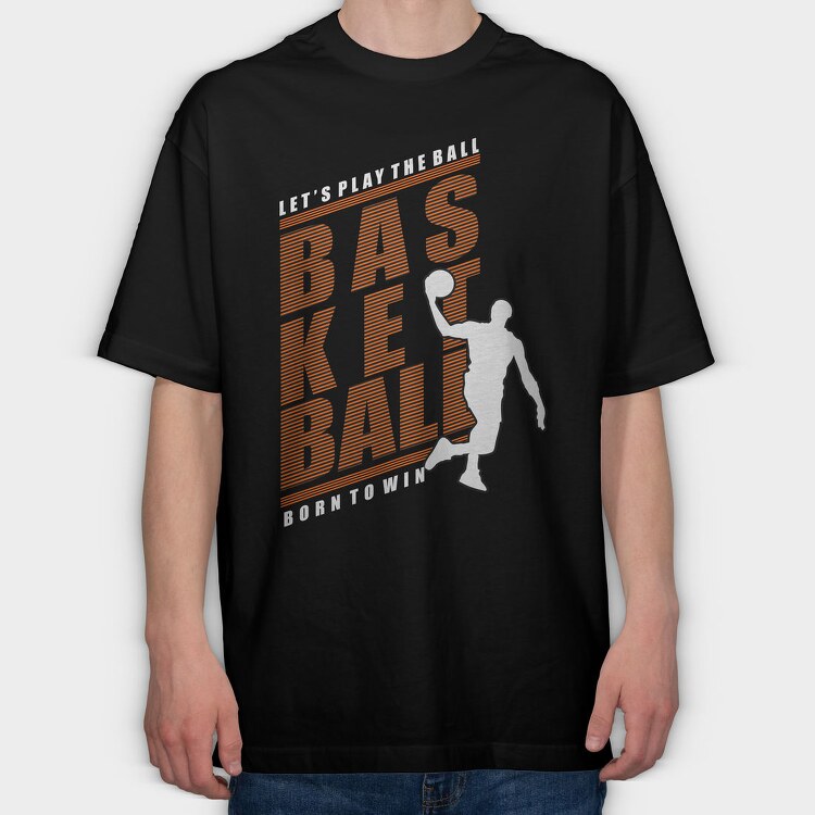 Orange Stripe Basketball, Tricou Oversize Barbati (Unisex)