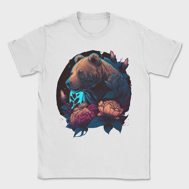 Neon Bear Blooms, Tricou Barbati (Unisex)