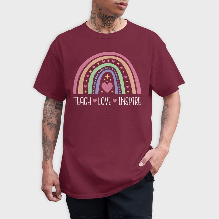 Teach Love Inspire Rainbow, Tricou Barbati (Unisex)
