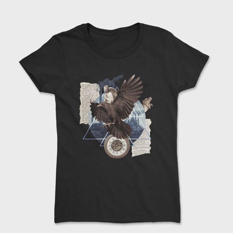 Eagle Bird Flying And Collage Darccollage, Tricou Femei