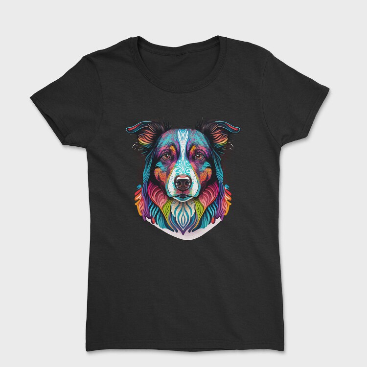 Colorful Dog Portrait, Tricou Femei
