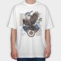 Eagle Bird Flying And Collage Darccollage, Tricou Oversize Barbati (Unisex)