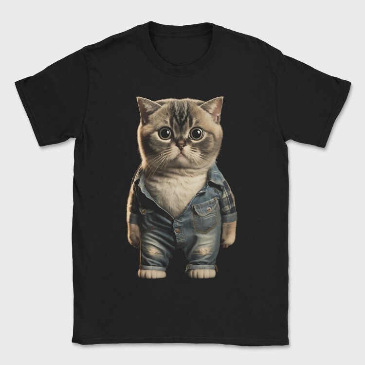 Cat Denim Outfit, Tricou Barbati (Unisex)