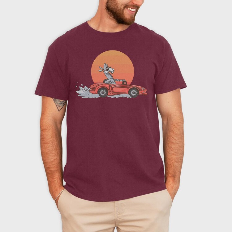 Lama In The Car, Tricou Barbati (Unisex)