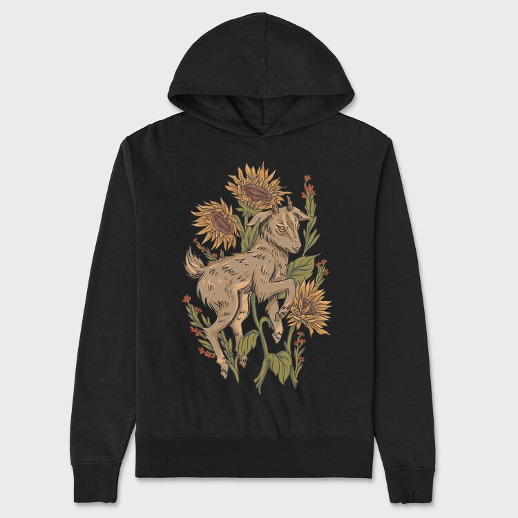 Baby Goat Sunflowers, Hanorac Oversize Barbati (Unisex)