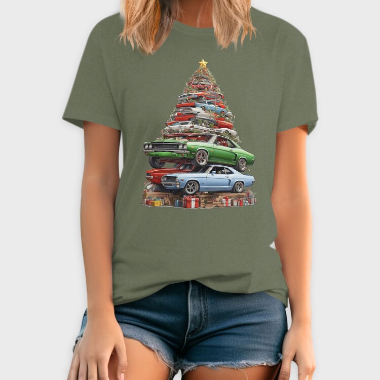 Christmas Tree Muscle Madness Cars, Tricou Barbati (Unisex)