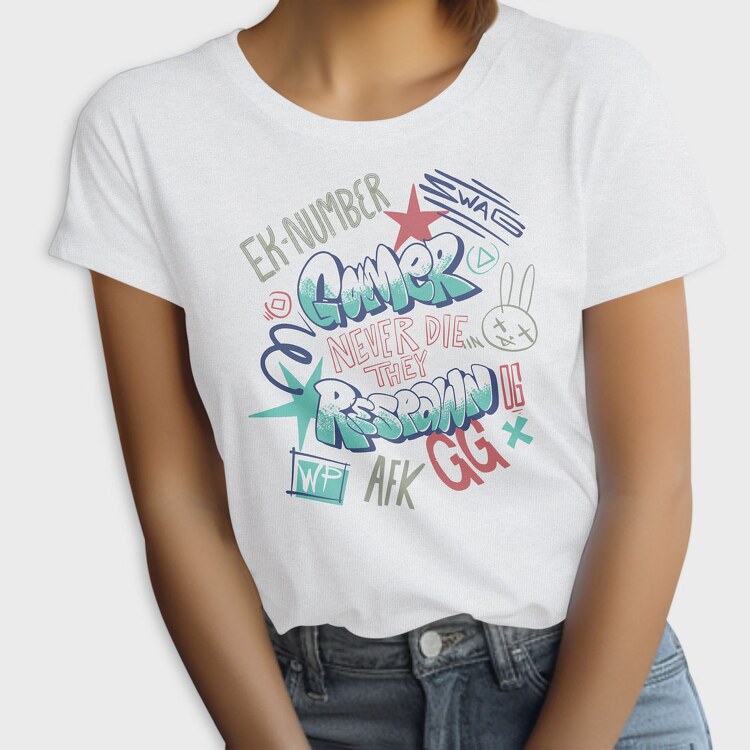 Gaminer Never Die Afk Gg Street Style, Tricou Femei