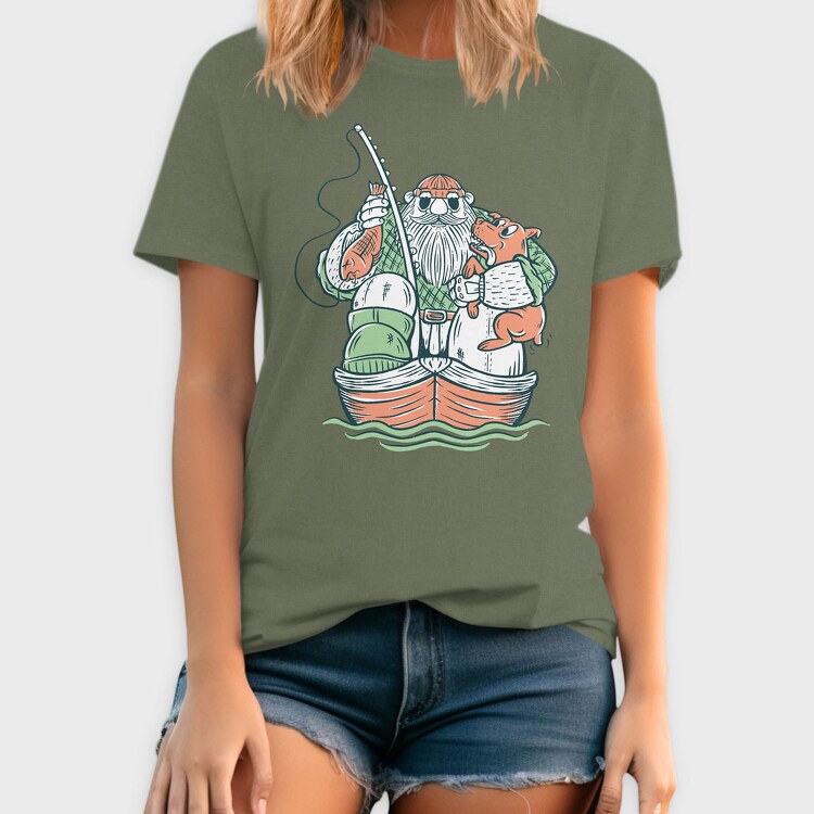 Fisherman and Dog, Tricou Barbati (Unisex)