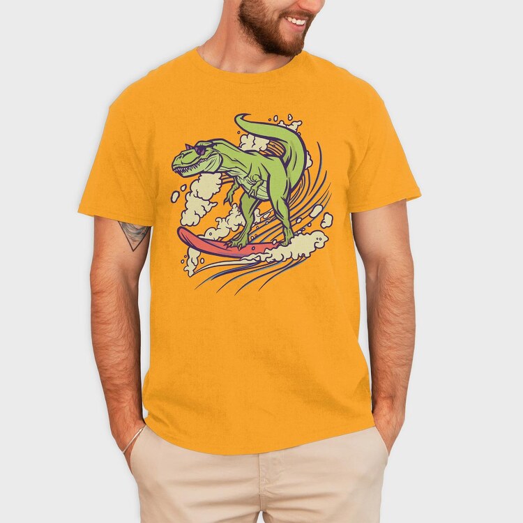 Dinosaur Surfing, Tricou Barbati (Unisex)