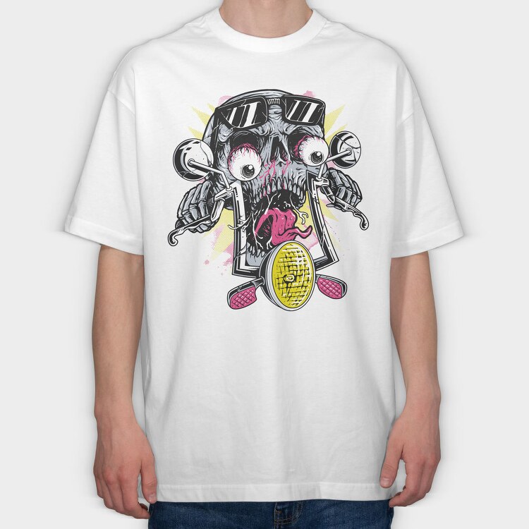 Skull Biker Revolution, Tricou Oversize Barbati (Unisex)