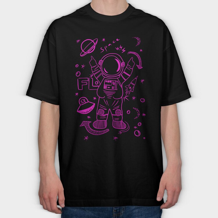 Space Explorer Glow, Tricou Oversize Barbati (Unisex)