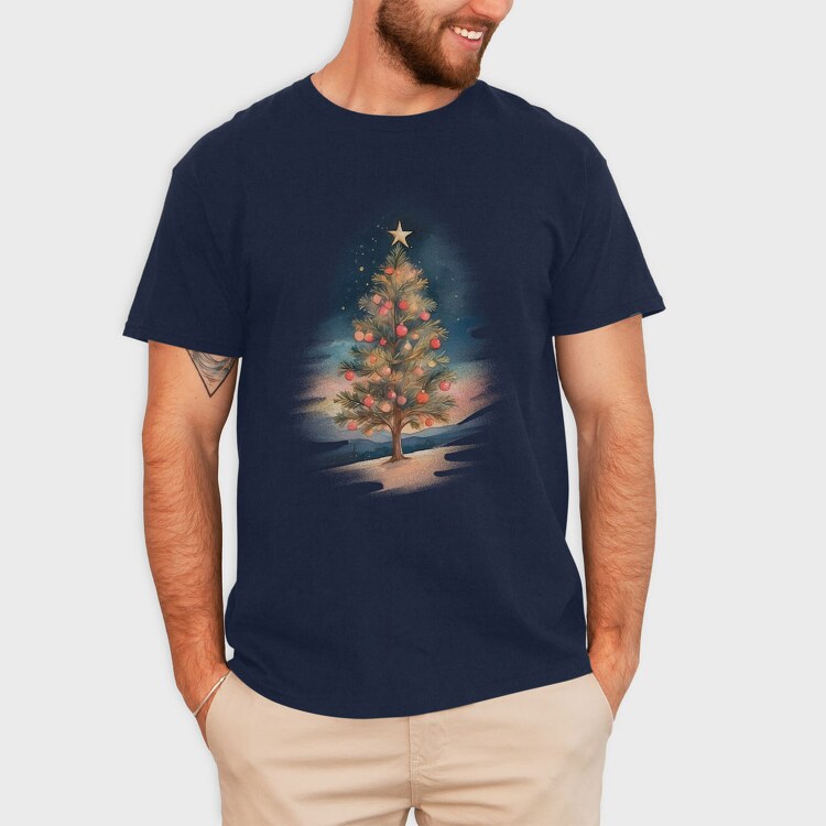 Christmas Tree Watercolor, Tricou Barbati (Unisex)
