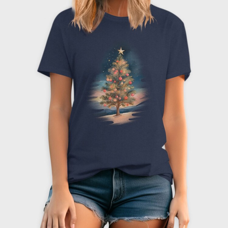 Christmas Tree Watercolor, Tricou Barbati (Unisex)