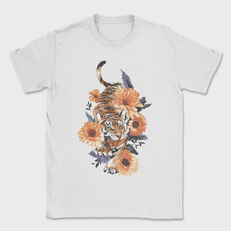 Tiger Floral Attitude, Tricou Barbati (Unisex)
