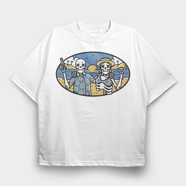 Skeletons Beach Party, Tricou Oversize Barbati (Unisex)