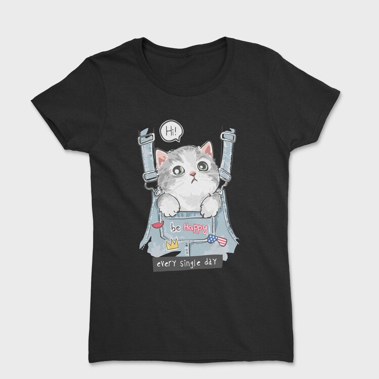 Cat In Jeans Vibes, Tricou Femei