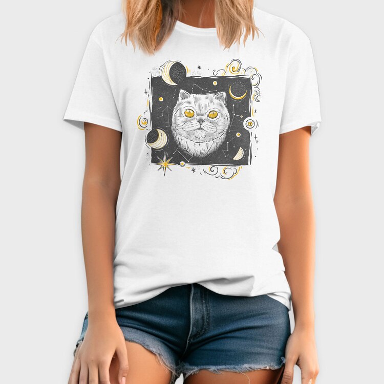 Cosmic White Cat, Tricou Barbati (Unisex)