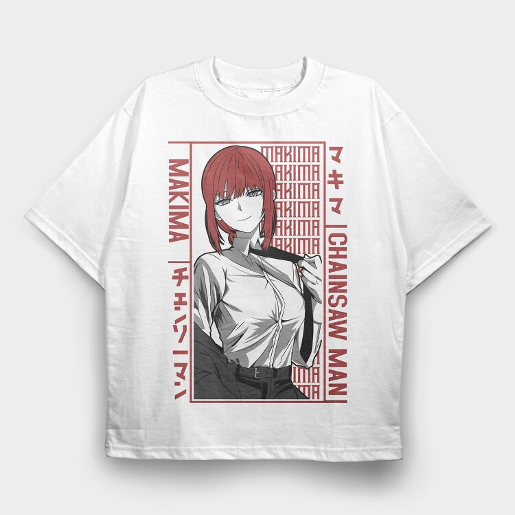 Makima Red Rebirth, Tricou Oversize Barbati (Unisex)