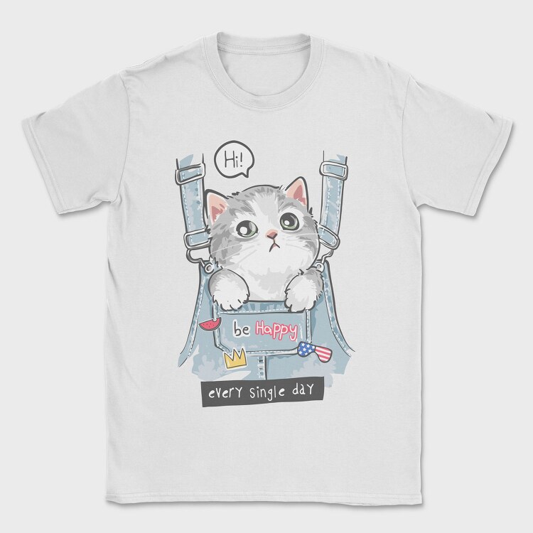 Cat In Jeans Vibes, Tricou Barbati (Unisex)