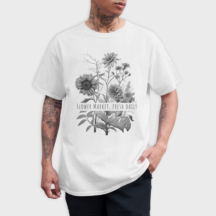 Flower Market Botanical Illustration, Tricou Barbati (Unisex)