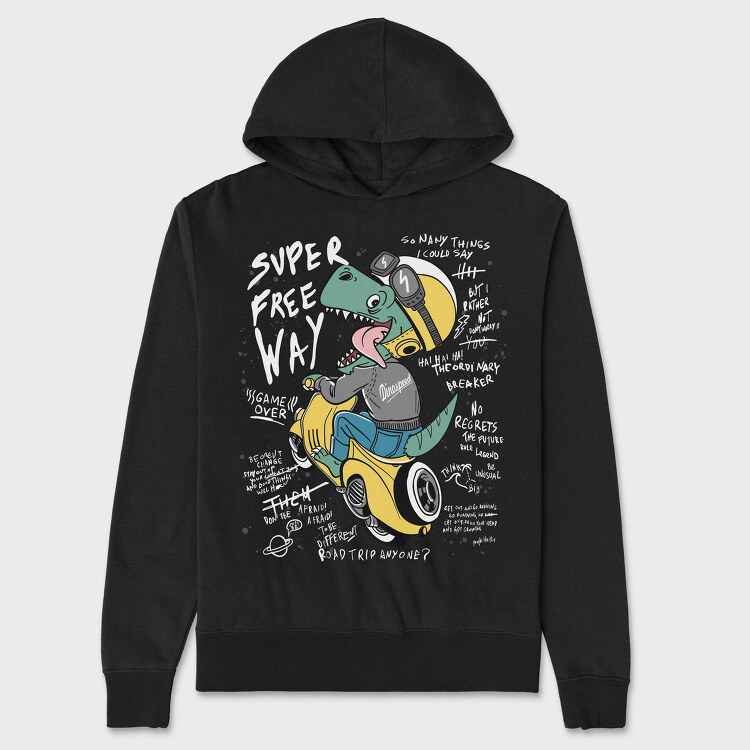Dinospeed Scooter Rider, Hanorac Oversize Barbati (Unisex)